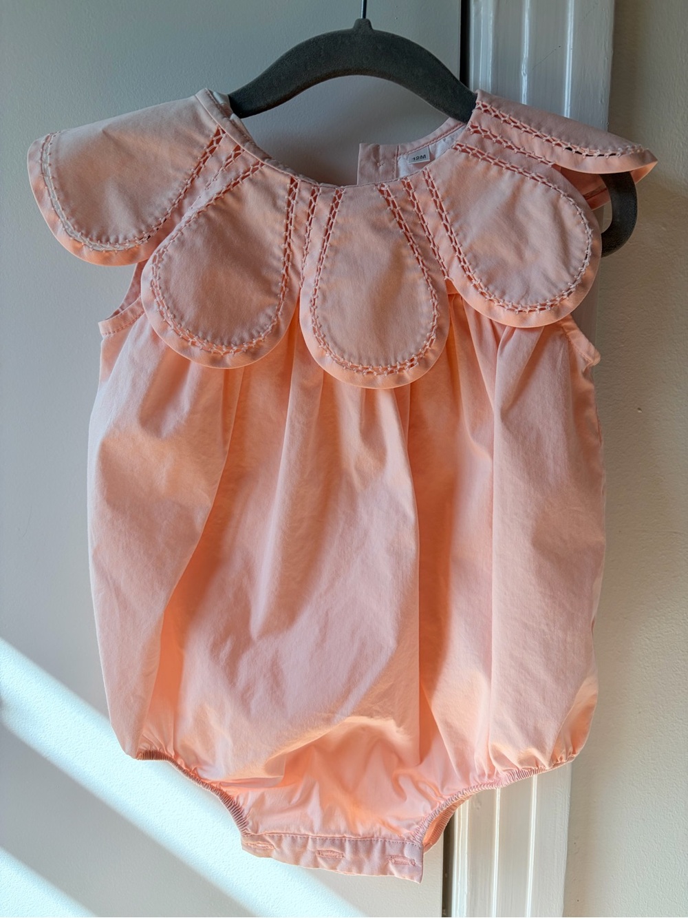 Peachy Pink Scalloped Collar Baby Bubble